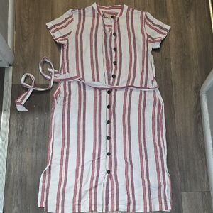 LOFT Striped Maxi Dress - Red and White